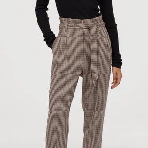 Beige Houndstooth Paper Bag Pants from H&M